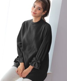 Tiaclasse L 【洗える】ボリュームリボン袖ニットコンビチュニック