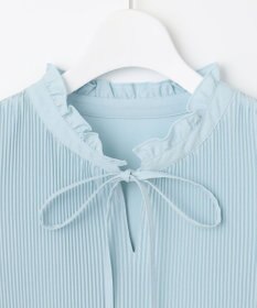 Feroux 【洗える】プリーツコンビ半袖 ブラウス