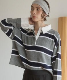 WEGO 【ANGIE VINTAGE】シャツ襟 ドッキング　フェイクレイヤード ニット トップス