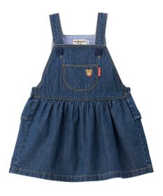 MIKI HOUSE HOT BISCUITS 【70-110cm】ワンポイント 6オンスデニム ジャンパースカート