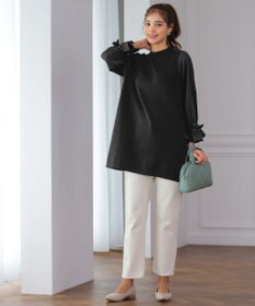 Tiaclasse L 【洗える】ボリュームリボン袖ニットコンビチュニック