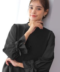 Tiaclasse L 【洗える】ボリュームリボン袖ニットコンビチュニック