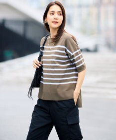 自由区 【カタログ掲載・素材アップデート・新色追加・新柄追加・前後差あり】クレープストレッチプルオーバー ニットⅡ