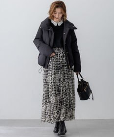 23区 S 【洗える】ハウンドトゥースアートプリント ギャザー スカート