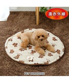 PET PARADISE ペットパラダイス くまちゃん 遠赤外線ボア 丸マット (70cm)  S