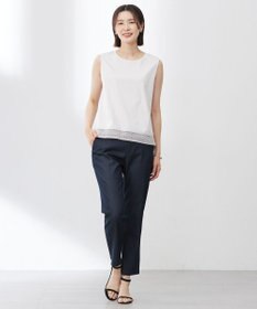 J.PRESS LADIES L 【人気のため追加・洗える】ノースリーブスムースジャージー レース カットソー