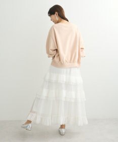 Green Parks ショート丈ラメ裏毛ボートネックプルオーバー