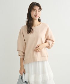 Green Parks ショート丈ラメ裏毛ボートネックプルオーバー