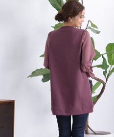 Tiaclasse L 【洗える】ボリュームリボン袖ニットコンビチュニック