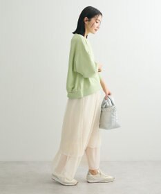 Green Parks ショート丈ラメ裏毛ボートネックプルオーバー