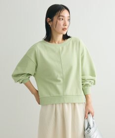 Green Parks ショート丈ラメ裏毛ボートネックプルオーバー