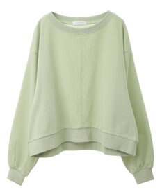 Green Parks ショート丈ラメ裏毛ボートネックプルオーバー