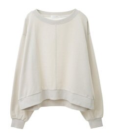 Green Parks ショート丈ラメ裏毛ボートネックプルオーバー