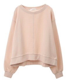 Green Parks ショート丈ラメ裏毛ボートネックプルオーバー