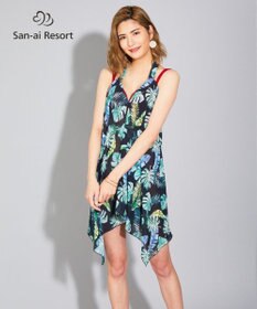 San-ai Resort（三愛水着楽園） 【SALE】【San-ai Resort】リーフ柄 パレオワンピース M