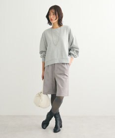 Green Parks ショート丈ラメ裏毛ボートネックプルオーバー