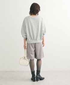 Green Parks ショート丈ラメ裏毛ボートネックプルオーバー