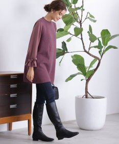 Tiaclasse L 【洗える】ボリュームリボン袖ニットコンビチュニック