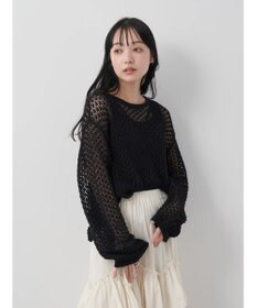 earth music&ecology メッシュ編みニットプルオーバー