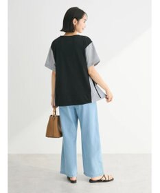 Green Parks 脇リボン５分袖布帛ドッキングプルオーバー