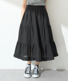 earth music&ecology ピンタックティアードミディスカート