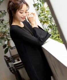 Tiaclasse L 【洗える】ミラノリブ編みのフレア袖ニットチュニック