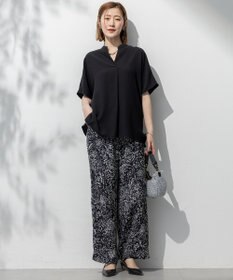 23区 【洗える】アンティークフラワープリント ワイド パンツ