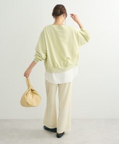 Green Parks ショート丈ラメ裏毛ボートネックプルオーバー