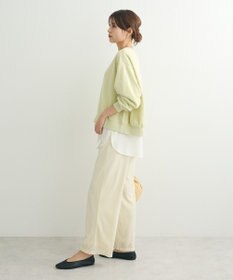 Green Parks ショート丈ラメ裏毛ボートネックプルオーバー