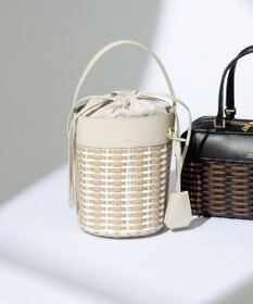 23区 バスケットメッシュ バケツバッグ ベージュ系