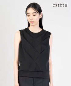 23区 【エステータ】トリアセファインジャージー タックデザイン カットソー