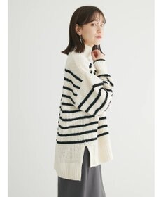 Green Parks ｍｏｋｏモール畦ニット前後差プルオーバー