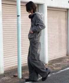 WEGO 【ユニセックス着用ITEM】ブリーチニットグラフィックZIPパーカー