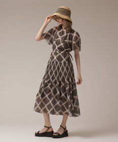 GRACE CONTINENTAL チェックプリントプリーツワンピース