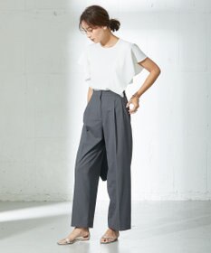 ICB 【洗える】 LinenLikeOx ワイドストレートパンツ