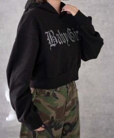 WEGO ラインストーンショートプルパーカー