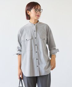 UNFILO ウールライク バンドカラーシャツ