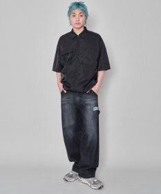 WEGO 【ウエスト紐で調整】イージーペインターグラフィックデニムパンツ