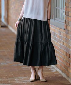 J.PRESS LADIES 【洗える】シャンブレーツイル ティアード スカート