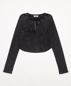 WEGO ヴィンテージウォッシュネックリボントップス