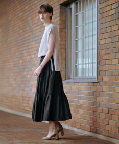 J.PRESS LADIES 【洗える】シャンブレーツイル ティアード スカート