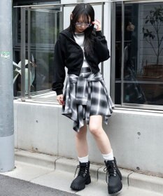 WEGO ネルシャツライクイレヘムミニスカート