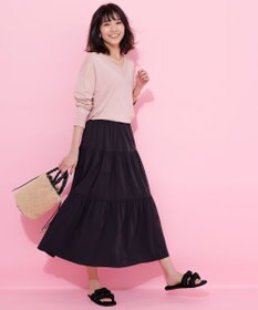 UNFILO 【撥水/UVケア/接触冷感】シャカ楽ストレッチ ティアードスカート