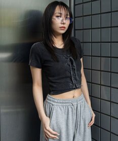 WEGO ヴィンテージライクレースアップT