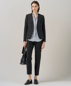 ICB L 【接触冷感・UVケア・速乾・洗える】BackSatinAmunzen 配色ボウタイブラウス