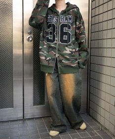 WEGO ナンバリングビッグジップパーカー