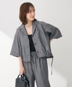 Green Parks 綿麻混裾ドロスト開襟シャツジャケット