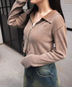 WEGO ヴィンテージウォッシュWZIPトップス