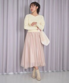 Feroux 【セットアイテム】ケーブルニット×オーガンジースカート