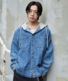 WEGO デニムフードシャツ（LS）